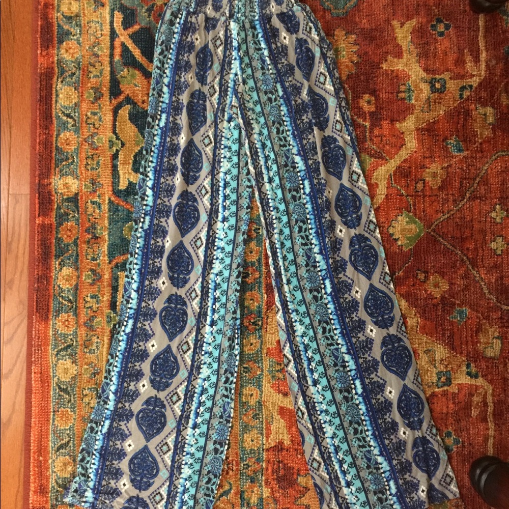 Blue Palazzo Boho Pants